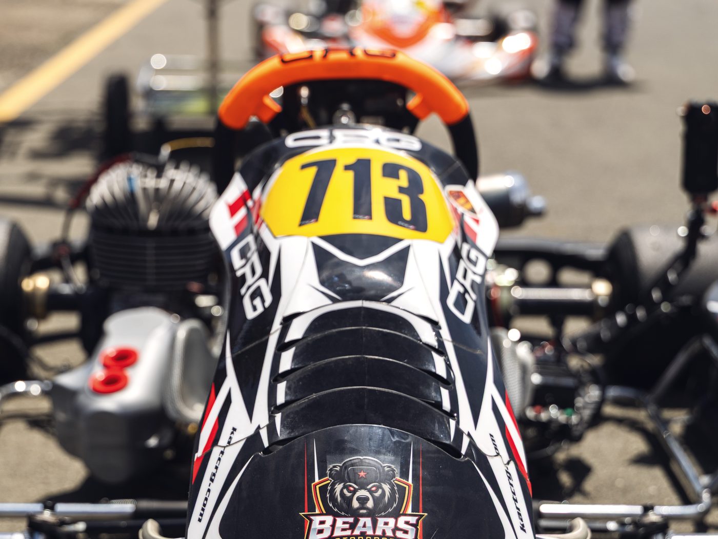 Kart 713 on the grid, Bears Motorsport nose cone